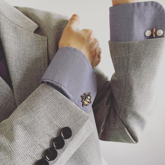 カフスボタン 茶色 裏庭 ラインストーン TAMARUSAN