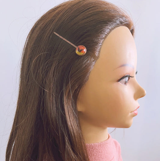 ヘアピン 丸 蝶 オレンジ イエロー TAMARUSAN