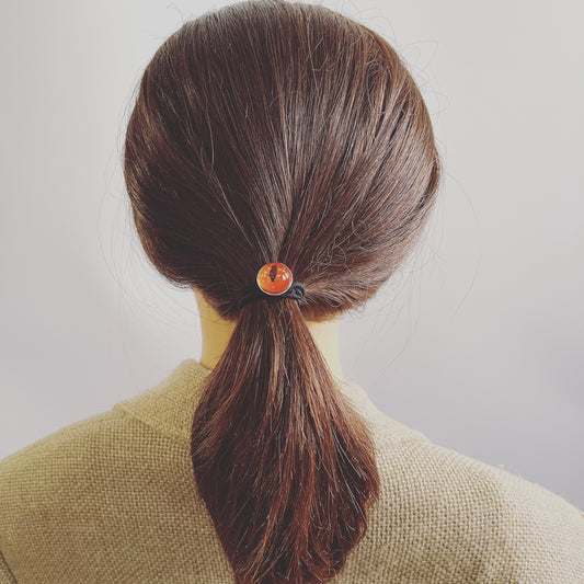 シルバー925 ヘアゴム ふくろう オレンジ TAMARUSAN