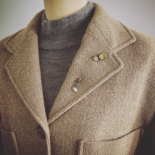 ハットピン 水色 葉っぱ ビーズ TAMARUSAN