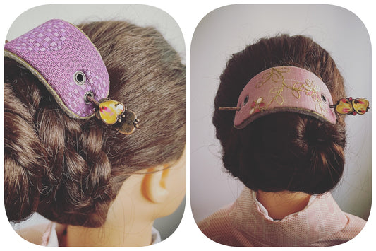 かんざしバレッタ マジェステ ピンク シルク TAMARUSAN