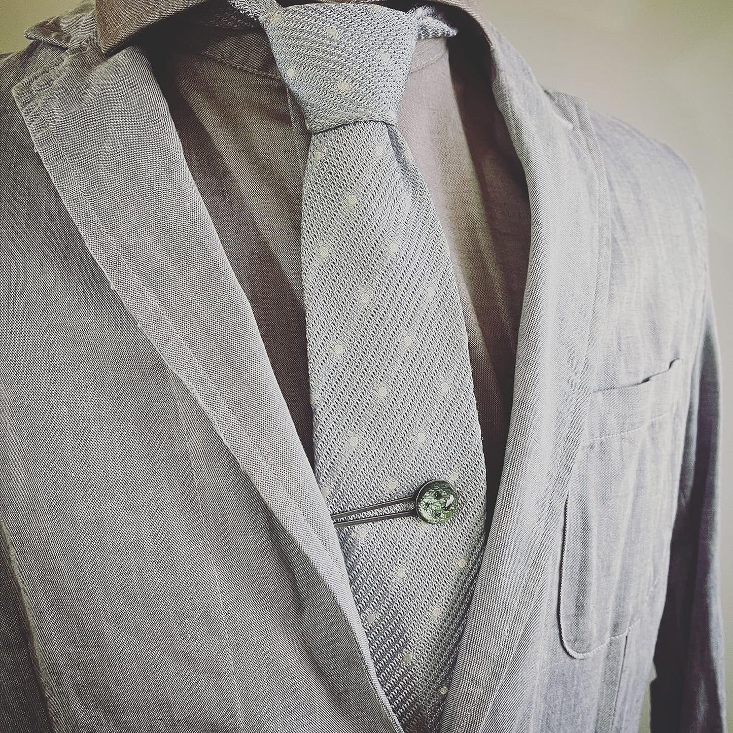 ネクタイピン 水色 メタリック ボタン 丸 TAMARUSAN