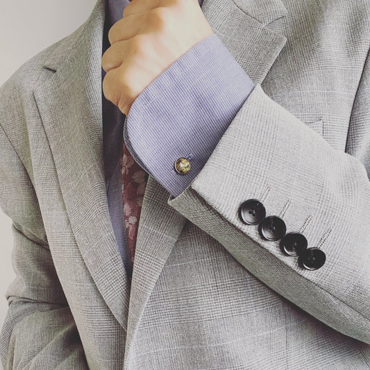 カフスボタン 丸 ハンミョウ グレー 紫 TAMARUSAN