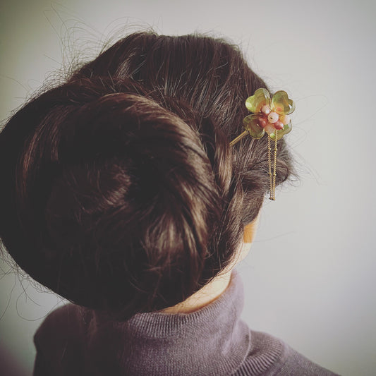 着せ替えかんざし 花 ピンク 水色 金 TAMARUSAN