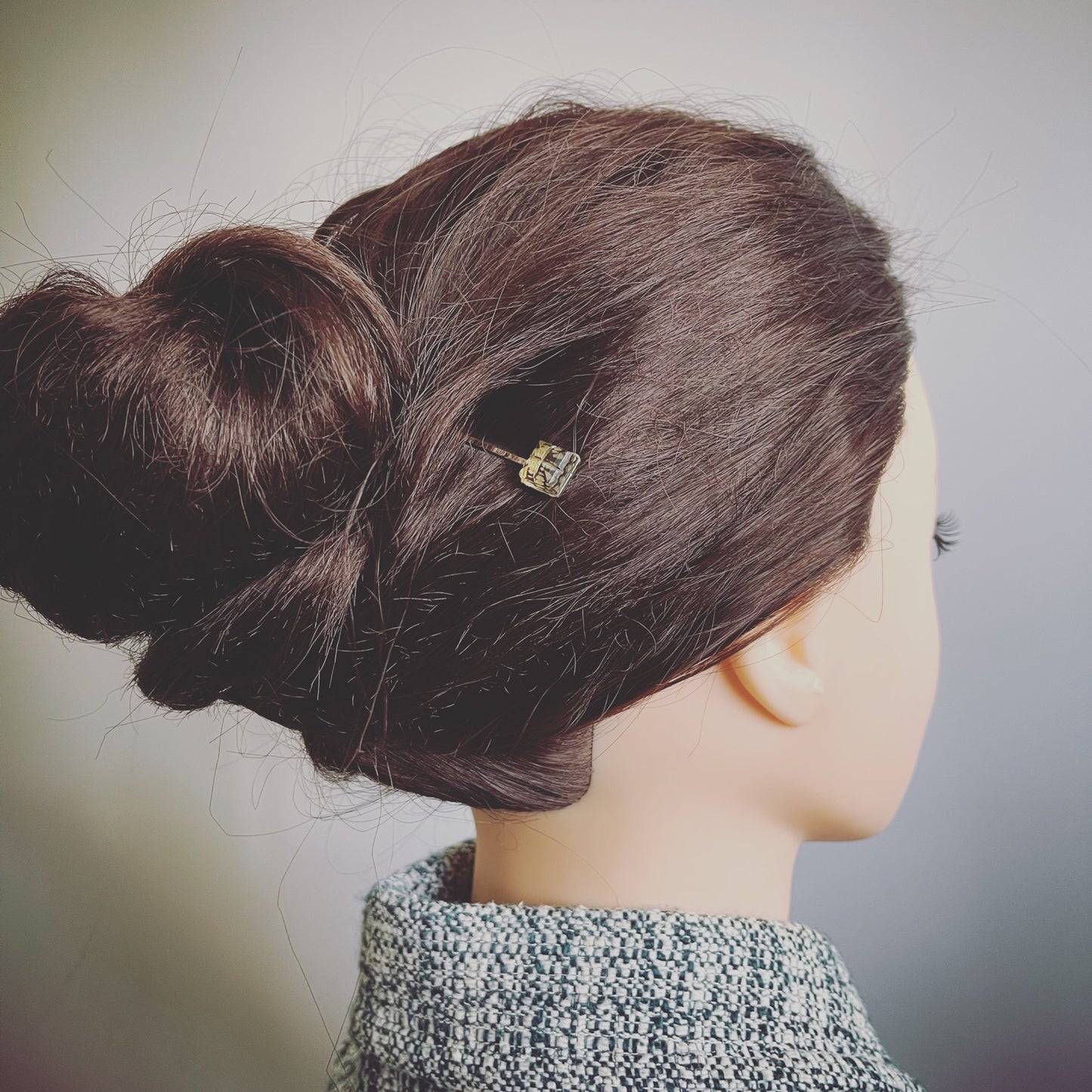 ヘアピン シンプル 鱗 銀色 紺 四角 メンズ TAMARUSAN
