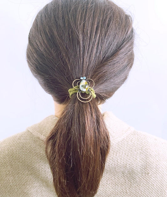 ヘアゴム 蜂 グリーン ラムネ 高級ヘアゴム