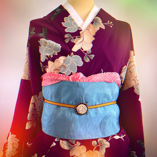 帯留め 丸 蝶 樹脂粘土 ベージュ TAMARUSAN