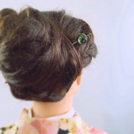 玉かんざし 緑 マーブル 一本挿し TAMARUSAN