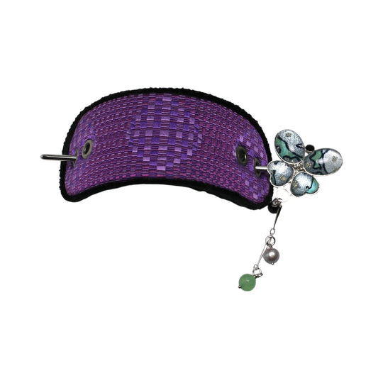 かんざしバレッタ 蝶 グリーン 布 TAMARUSAN