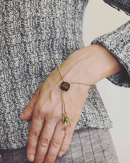 ブレスレット 金 水引 緑 チェーン TAMARUSAN