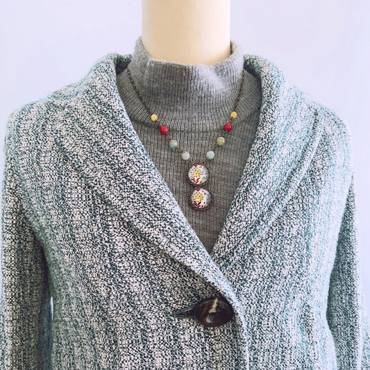 ネックレス 渦巻き ハート 水色 TAMARUSAN