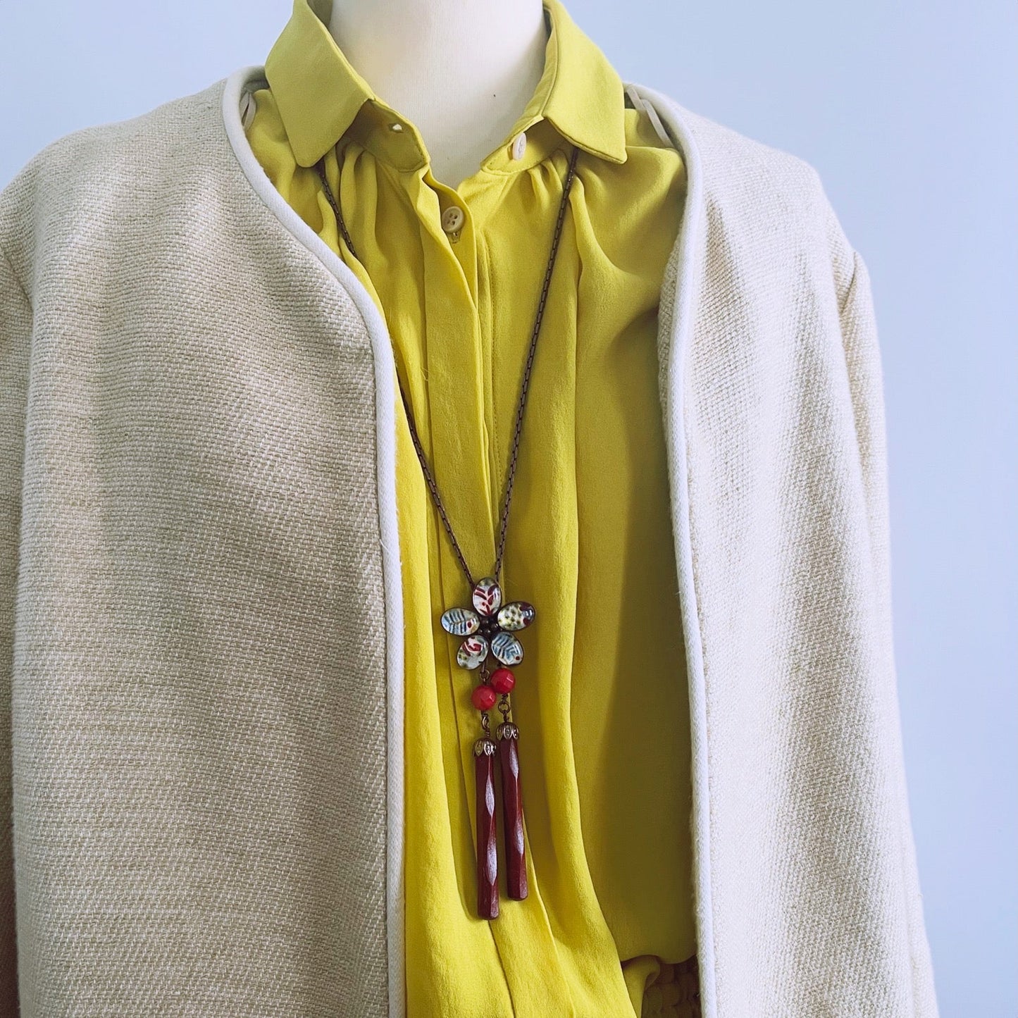 チェーンループタイ 花 ジャングル模様 マルチカラー TAMARUSAN