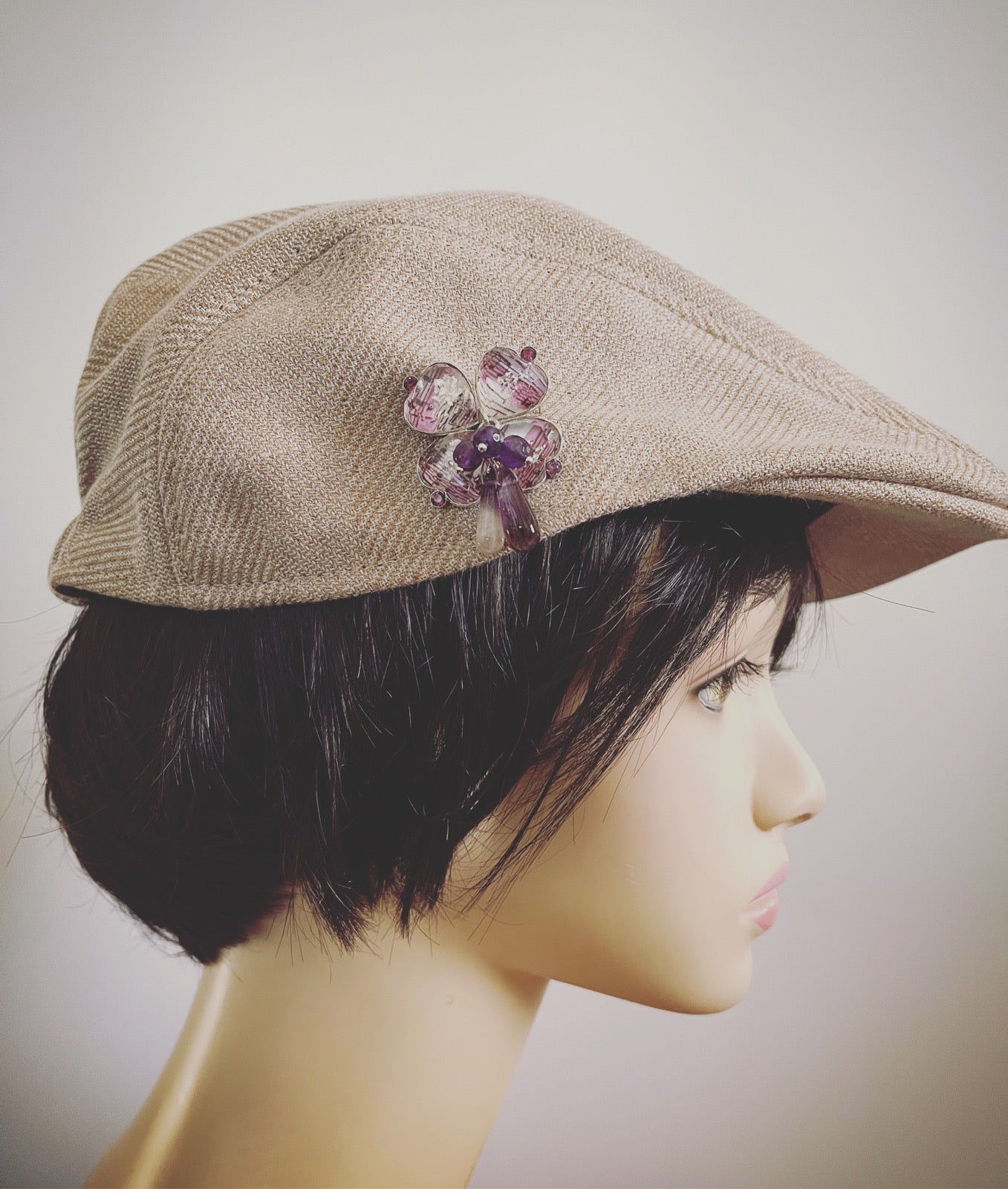 ブローチ パープル アメジスト 花 楽譜 TAMARUSAN