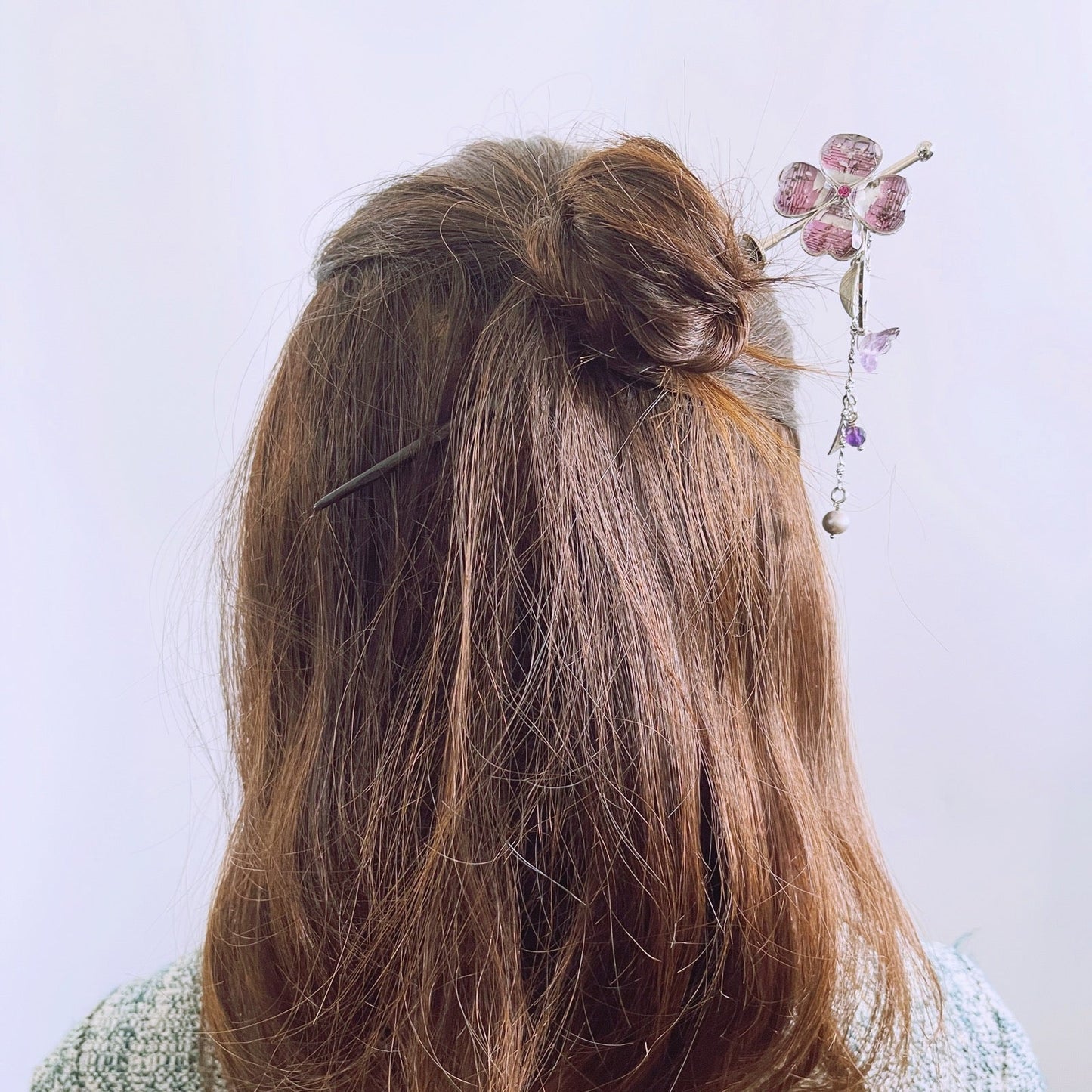 着せ替えかんざし 花 ピンク 木製 音符 TAMARUSAN