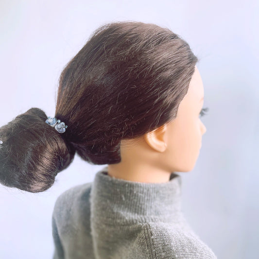 ヘアゴム 音符 水色 ハート 小ぶり