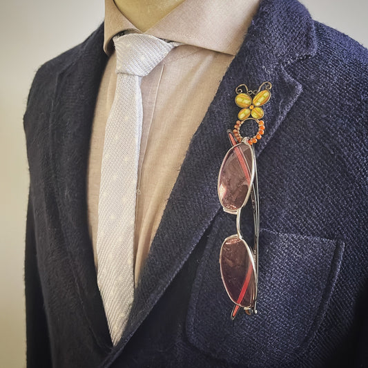 眼鏡ホルダー 蝶 黄緑 セミ カーネリアン TAMARUSAN