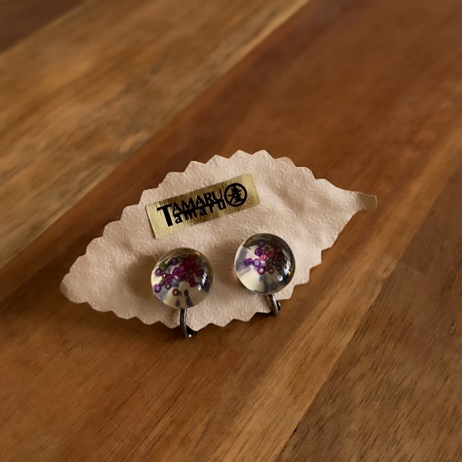 イヤリング 紫 しずく 古希 梅 TAMARUSAN