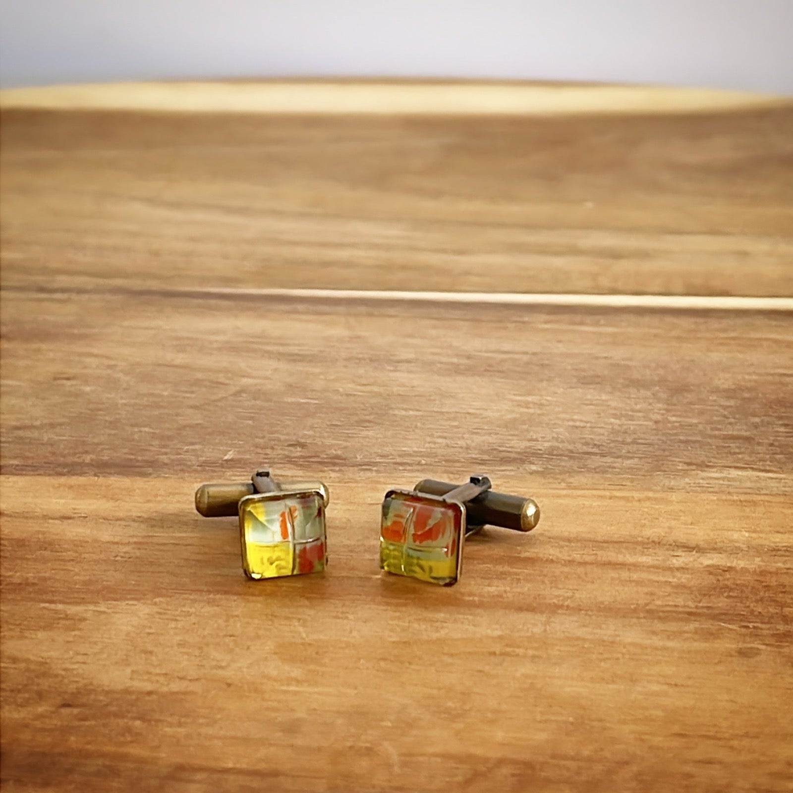 小さいカフスボタン 菊 四角 TAMARUSAN