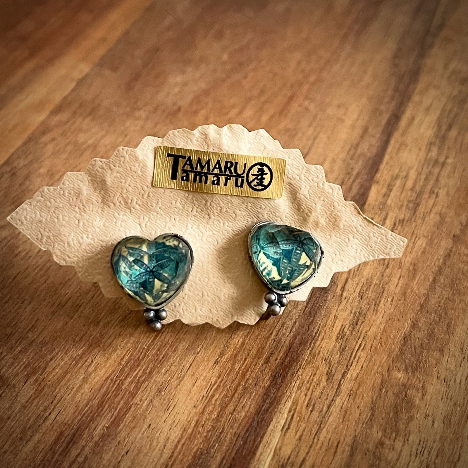 イヤリング 青 ハート ユリ シンプル TAMARUSAN