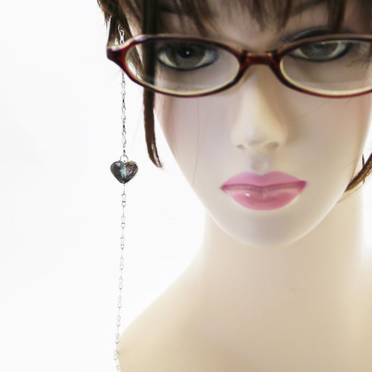 眼鏡チェーン ハート 青紫 ロジウム TAMARUSAN