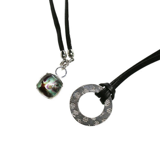 眼鏡ホルダー 革紐 青 2way 男女兼用 TAMARUSAN