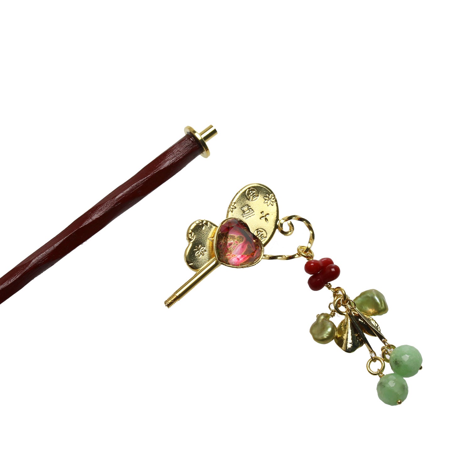 着せ替えかんざし 赤 片羽蝶 木製 TAMARUSAN