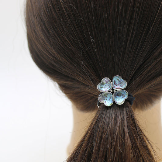 ヘアゴム 四つ葉 青 樹脂 贈り物 TAMARUSAN