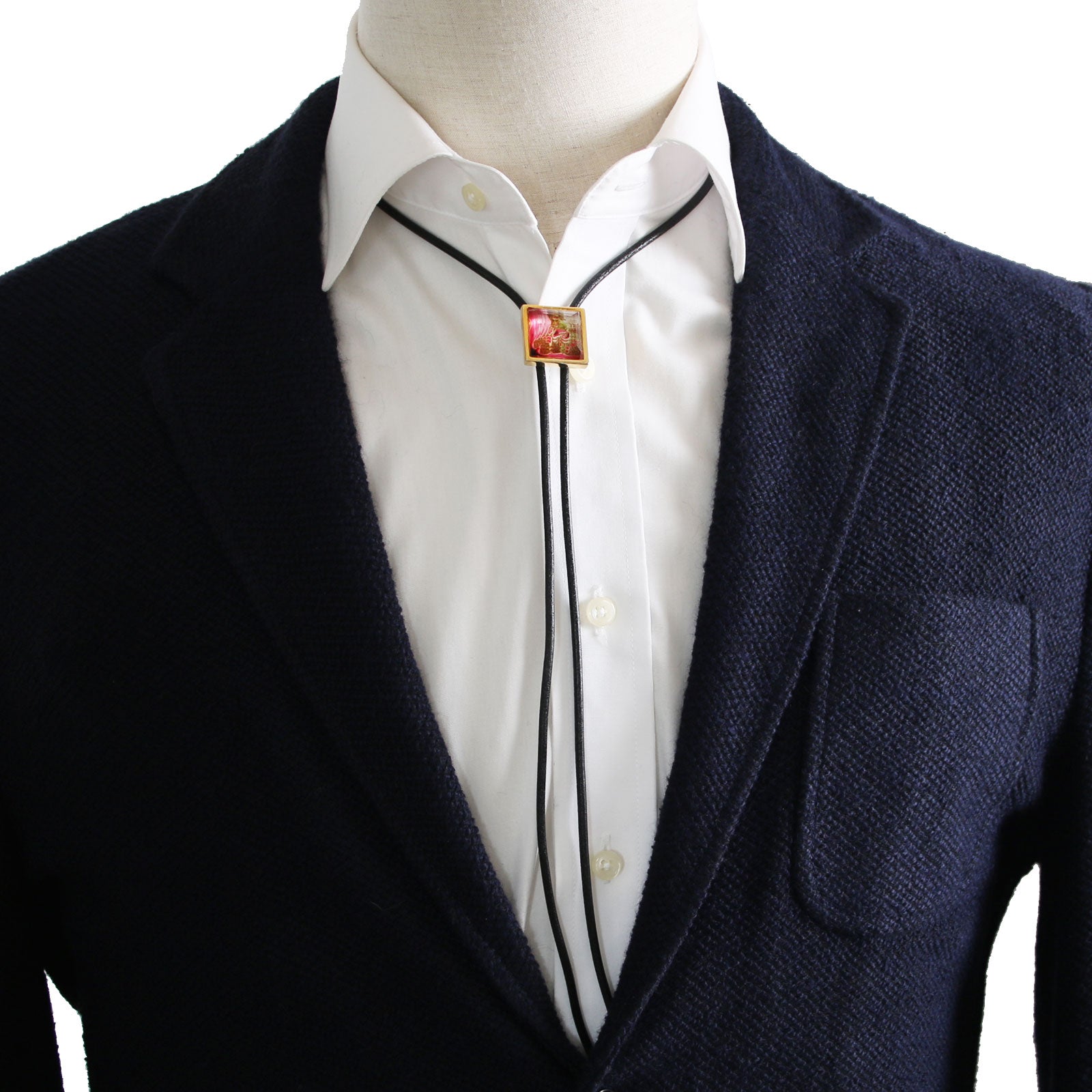 革紐ループタイ 赤 贈り物 カジュアル ネクタイ TAMARUSAN