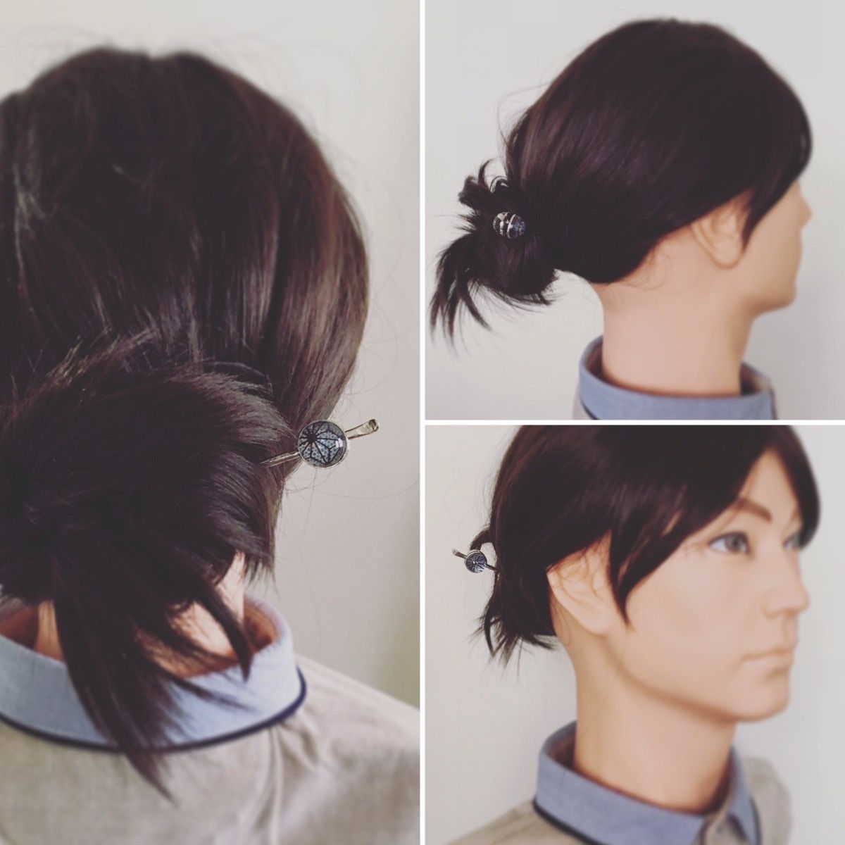 銀製かんざし シルバー925 麻の葉 青 TAMARUSAN