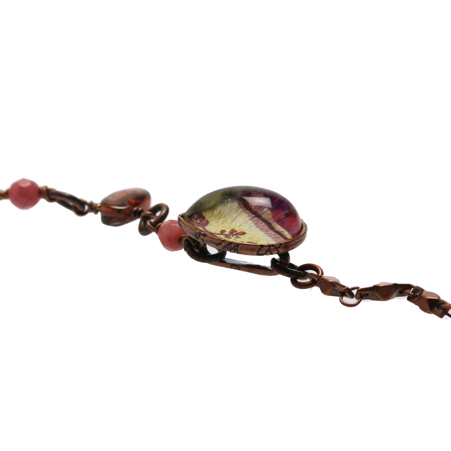 眼鏡チェーン ピンク バラの木 ガーネット TAMARUSAN