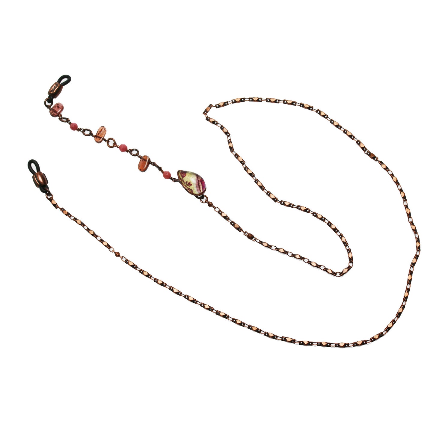 眼鏡チェーン ピンク バラの木 ガーネット TAMARUSAN