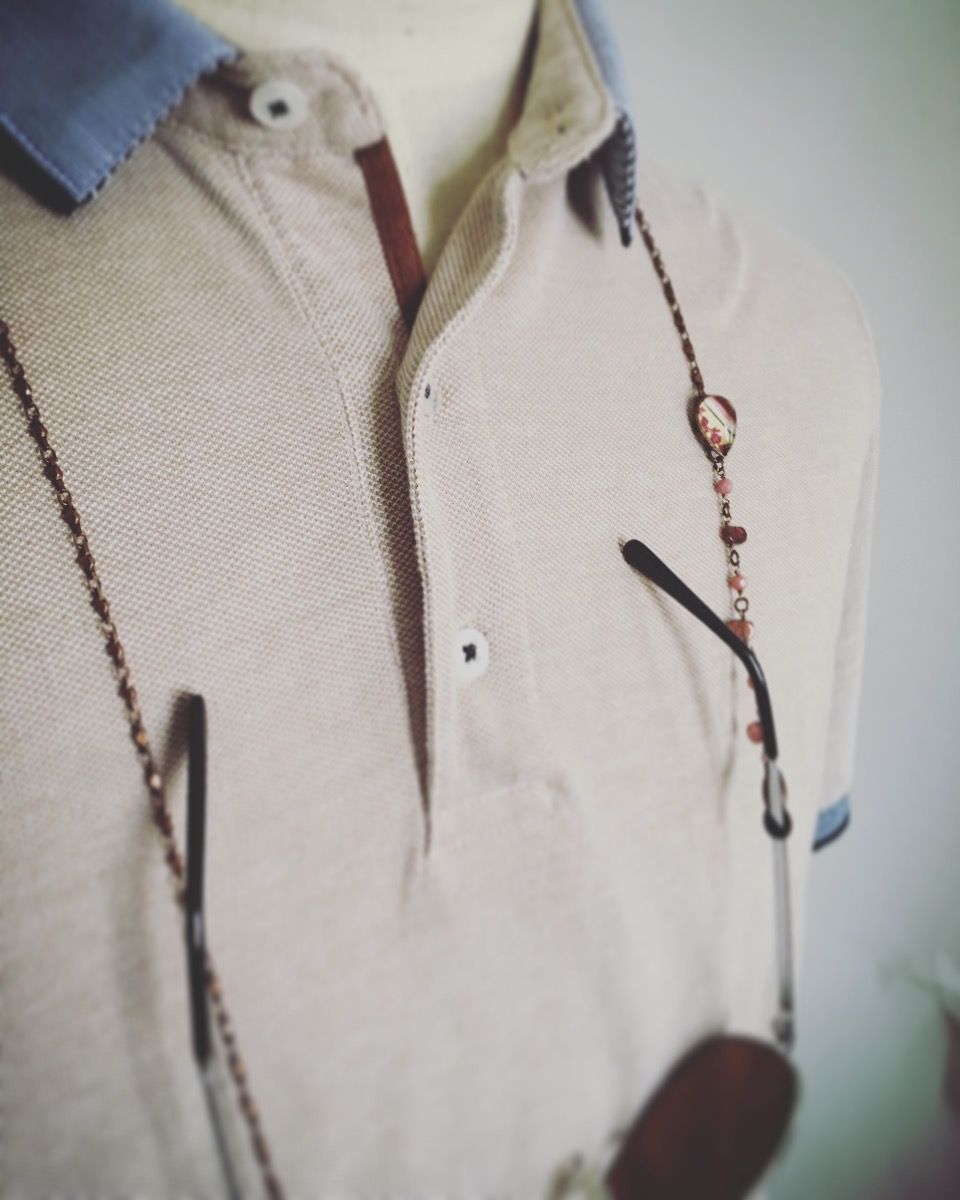 眼鏡チェーン ピンク バラの木 ガーネット TAMARUSAN