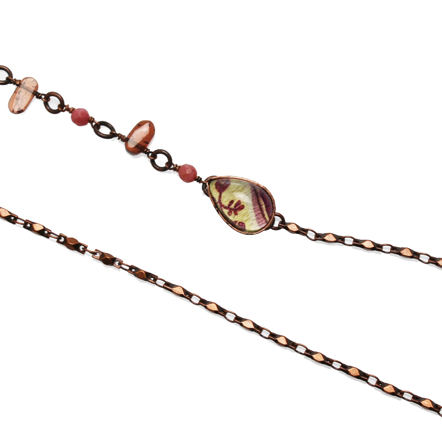 眼鏡チェーン ピンク バラの木 ガーネット TAMARUSAN