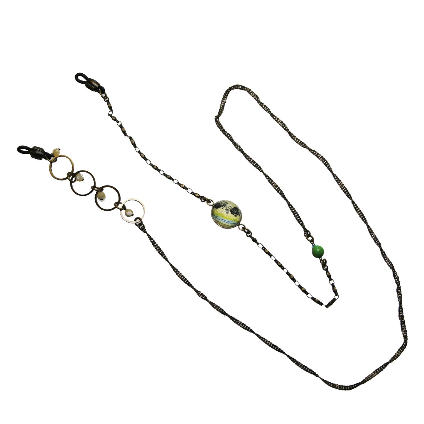 眼鏡チェーン 薔薇 マザーオブパール ターコイズ 黄緑 TAMARUSAN