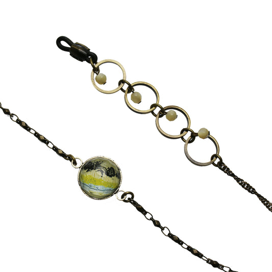 眼鏡チェーン 薔薇 マザーオブパール ターコイズ 黄緑 TAMARUSAN