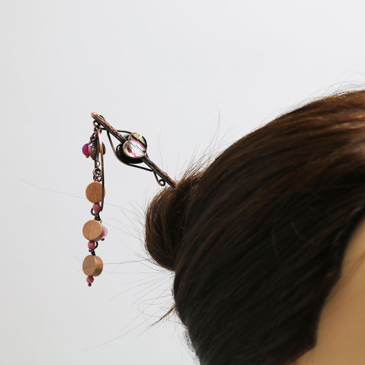 かんざし ピンク ハート 一本挿し TAMARUSAN