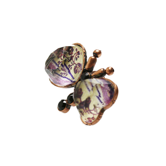 ピンブローチ ピンク 和風 蝶 バラ TAMARUSAN