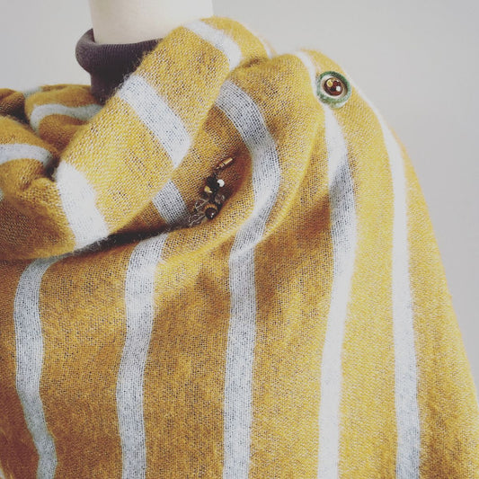 ラペルピン ハットピン 水晶 タイガーアイ ロング 茶色 緑 TAMARUSAN