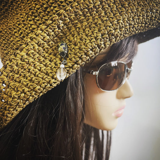 ピンブローチ ラペルピン 紺色 水晶 TAMARUSAN