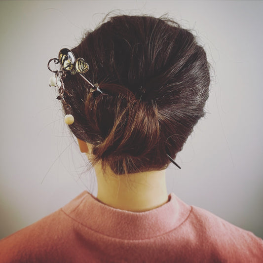 着せ替えかんざし 蝶 茶色 裏庭 木製 オニキス TAMARUSAN