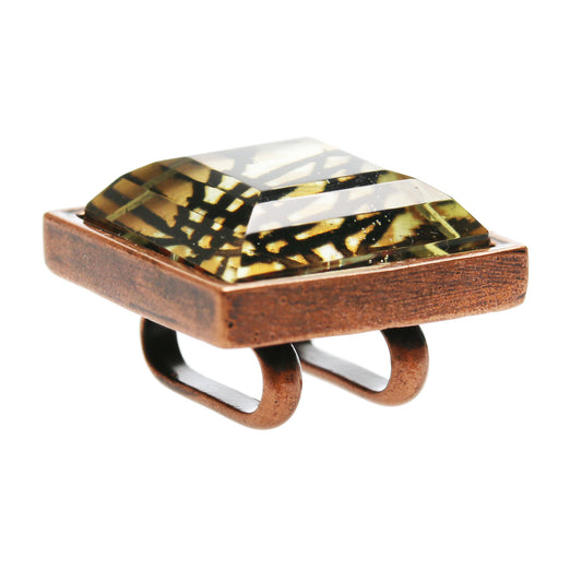 帯留め 茶色 シダ アンティーク風 TAMARUSAN