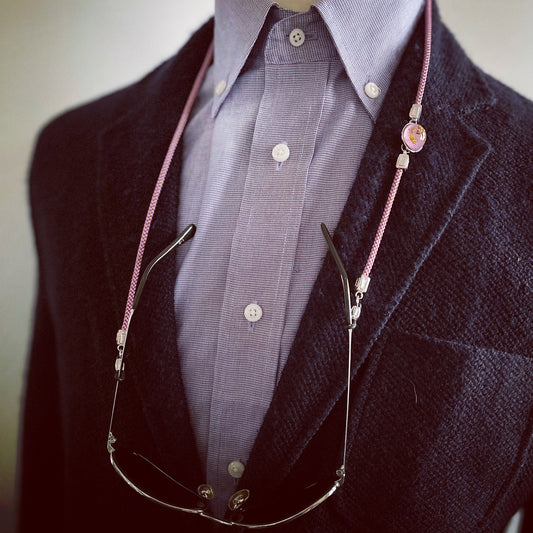 グラスコード トンボ ピンク シルバー925 絹 組紐 TAMARUSAN