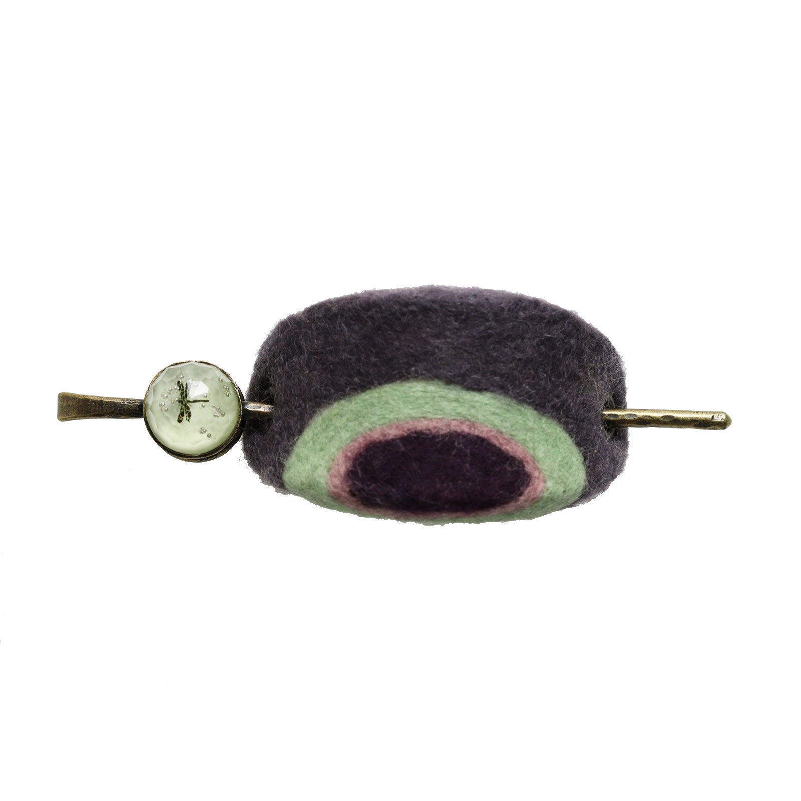 かんざしバレッタ 紫 ウール 蝶 トンボ TAMARUSAN