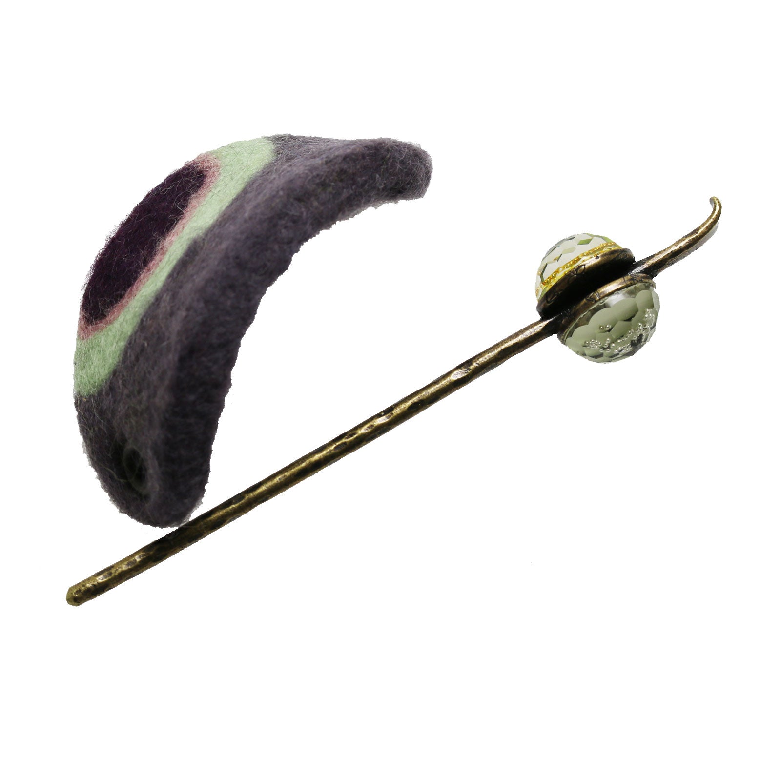 かんざしバレッタ 紫 ウール 蝶 トンボ TAMARUSAN