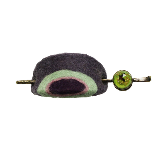 かんざしバレッタ 紫 ウール 蝶 トンボ TAMARUSAN