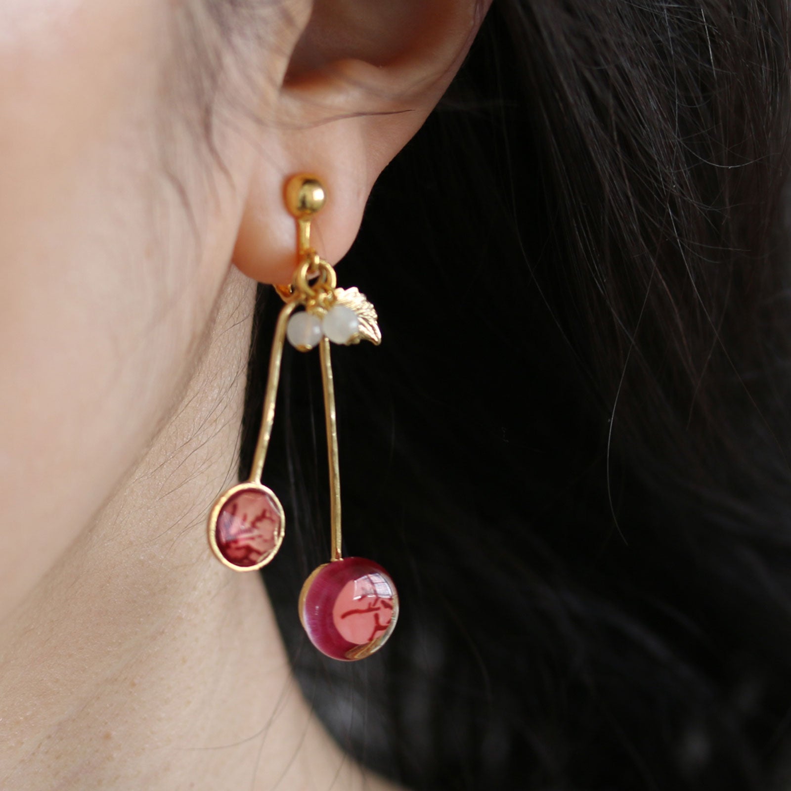 イヤリング ピンク さくらんぼ ゴールド TAMARUSAN