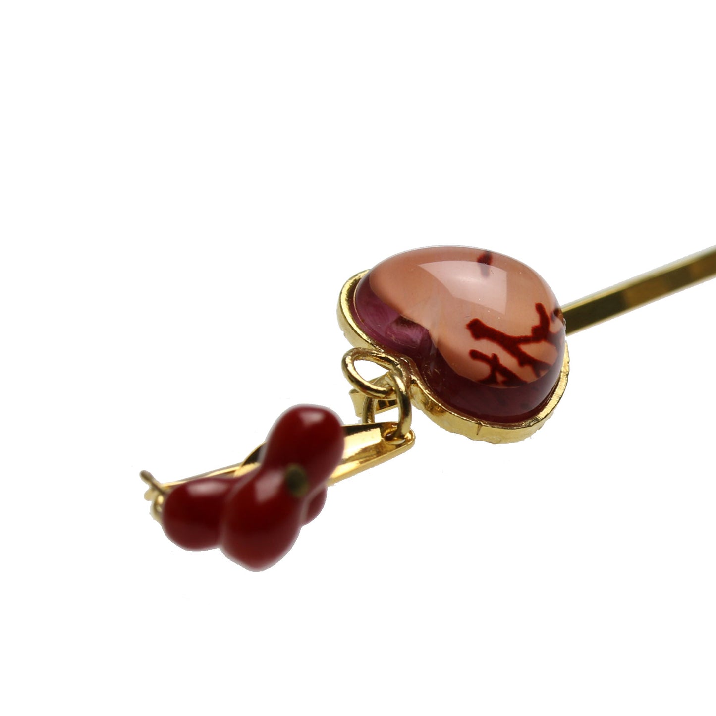 ヘアピン ピンク ハート 珊瑚 ゴールド 24金 TAMARUSAN