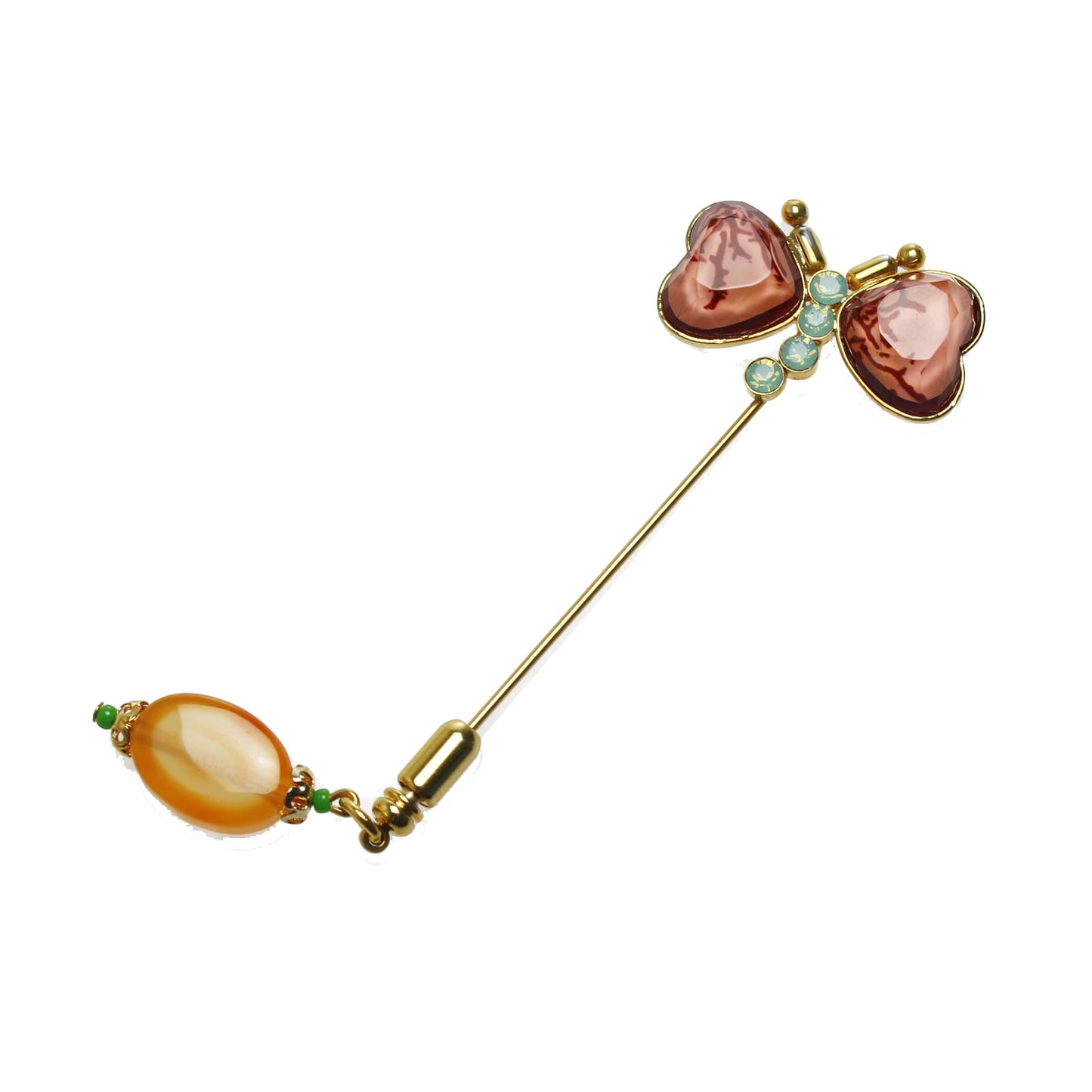 ハットピン 蝶 ピンク 珊瑚 金 TAMARUSAN