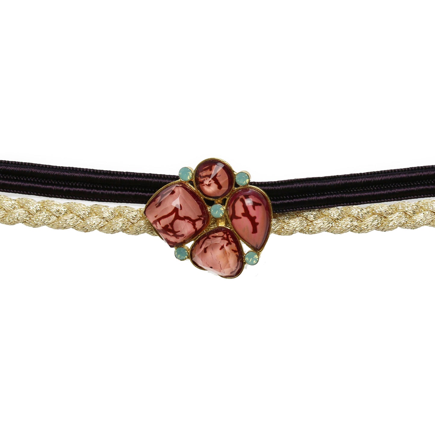 2連リボンチョーカー 珊瑚 ピンク ゴールド TAMARUSAN