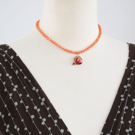 チョーカー 珊瑚 ピンク ルビー 金 TAMARUSAN